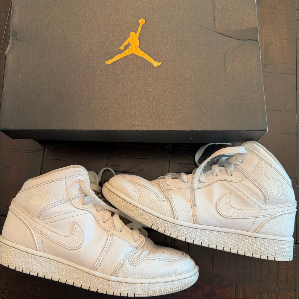 Jordan Kids' Triple White High-Top Sneakers - sz 7Y